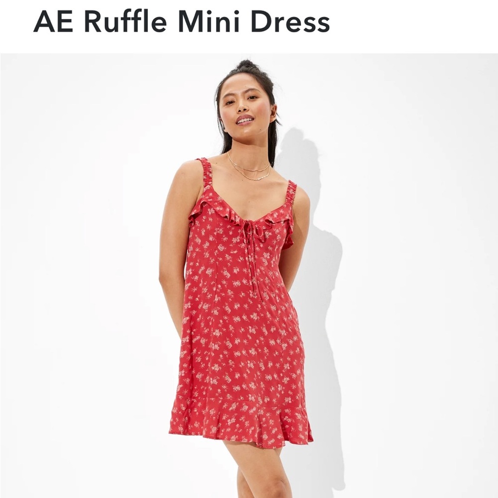 American Eagle Ruffle Mini Dress - Red